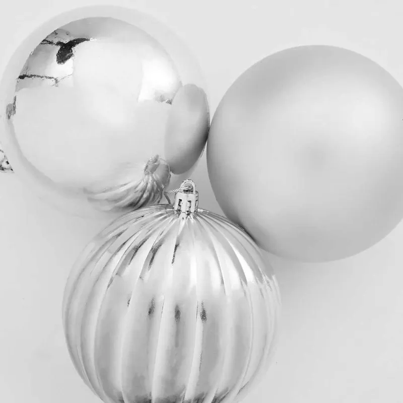 Kalėdinių Kamuoliukų Rinkinys XXL 3 pcs Sidabro Plastmasė