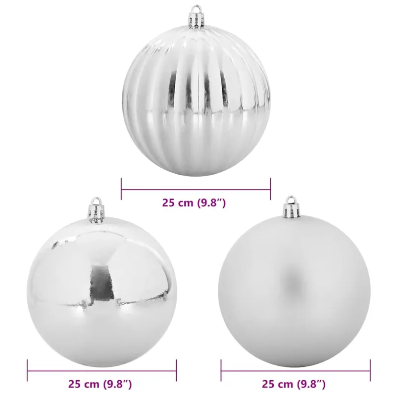 Kalėdinių Kamuoliukų Rinkinys XXL 3 pcs Sidabro Plastmasė