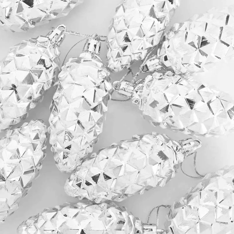 Kalėdų puošmena su pušų kankorėžiais 40 pcs Sidabro Plastmasė