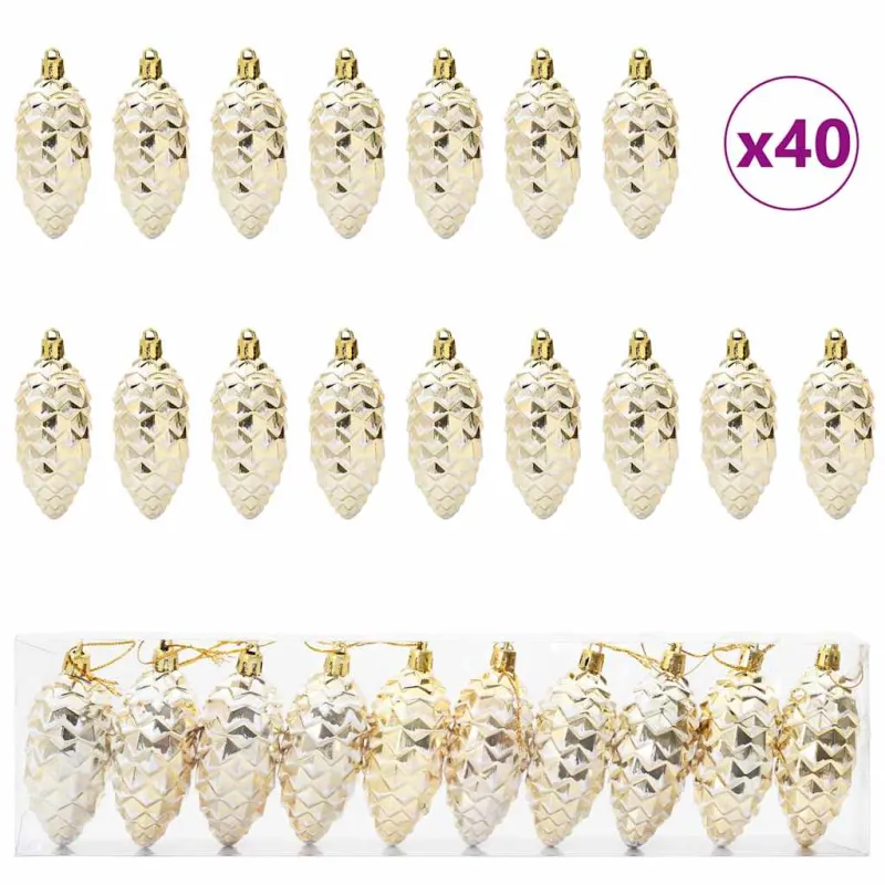 Kalėdų puošmena su pušų kankorėžiais 40 pcs Auksinė Plastmasė