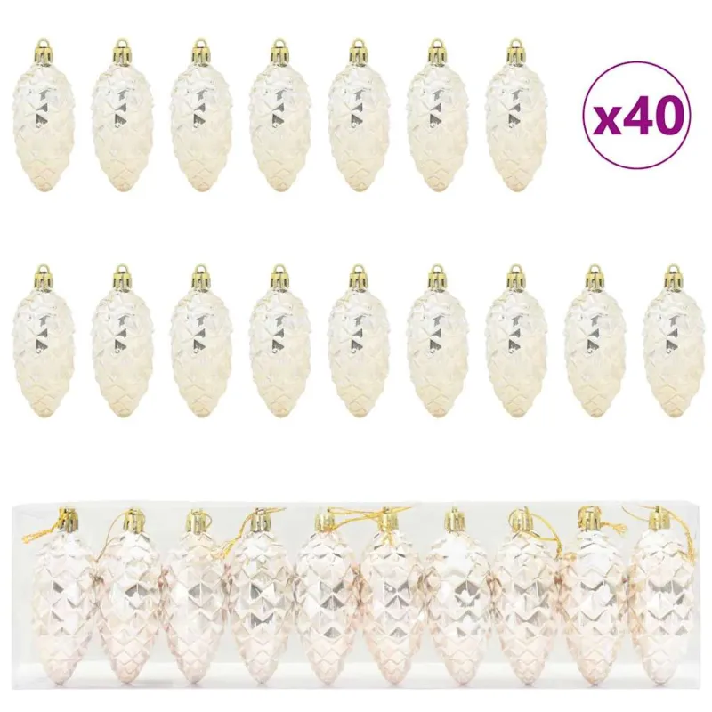 Kalėdų puošmena su pušų kankorėžiais 40 pcs šampano Plastmasė