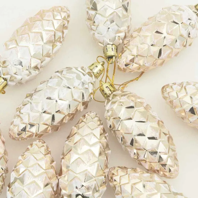 Kalėdų puošmena su pušų kankorėžiais 40 pcs šampano Plastmasė