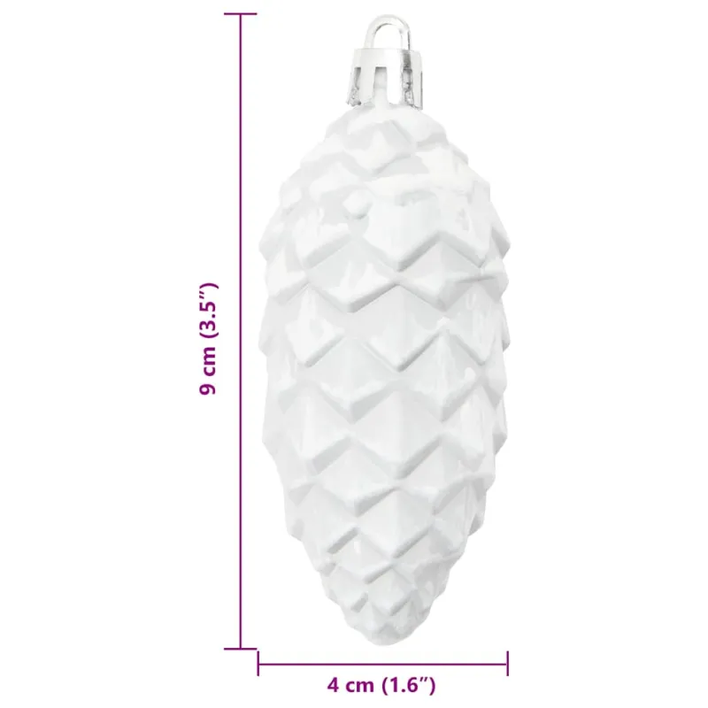 Kalėdų puošmena su pušų kankorėžiais 40 pcs Balta Plastmasė