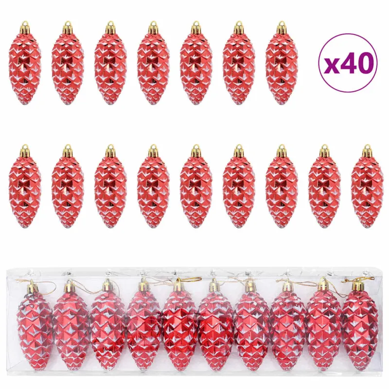 Kalėdų puošmena su pušų kankorėžiais 40 pcs Raudona Plastmasė
