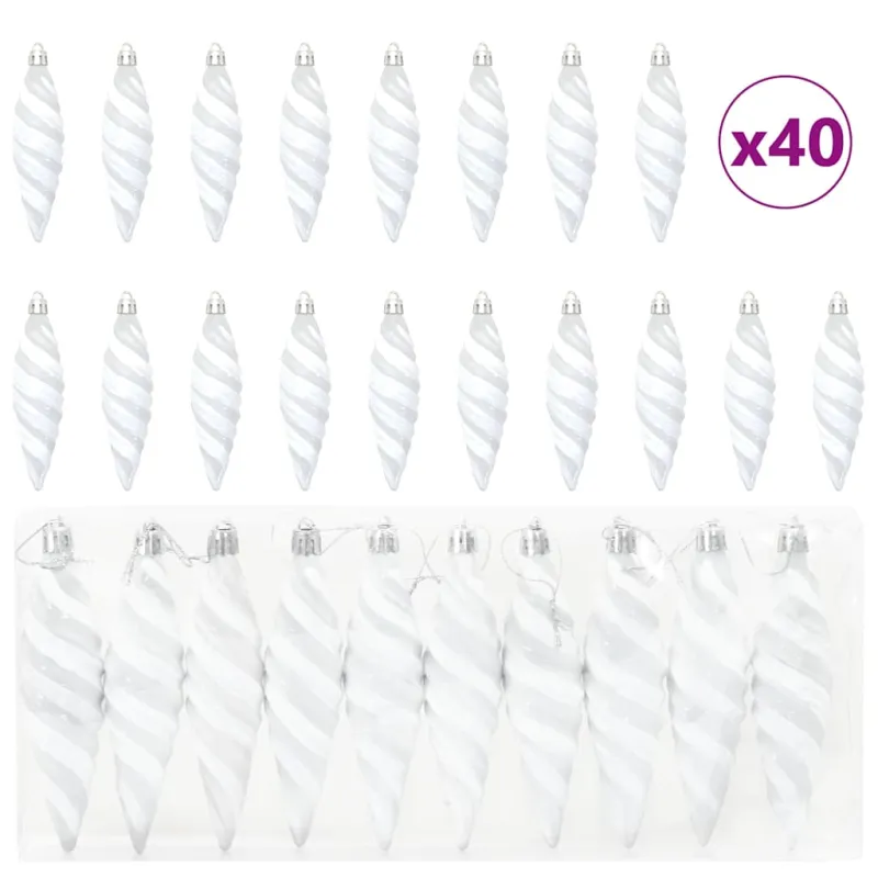 Kalėdinis spiralinis kamuolys 40 pcs Balta Plastmasė