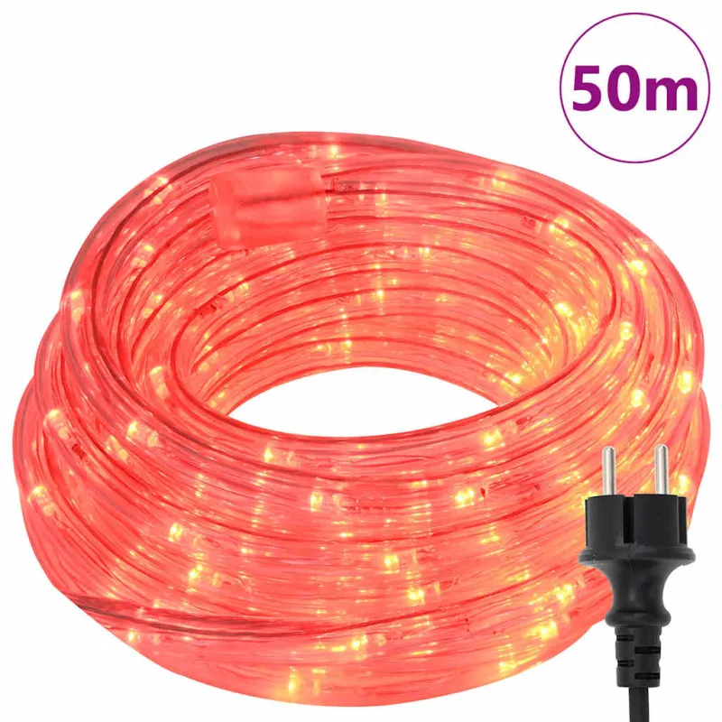 Virvės Šviesa su 1200 LED Raudona 50 m PVC
