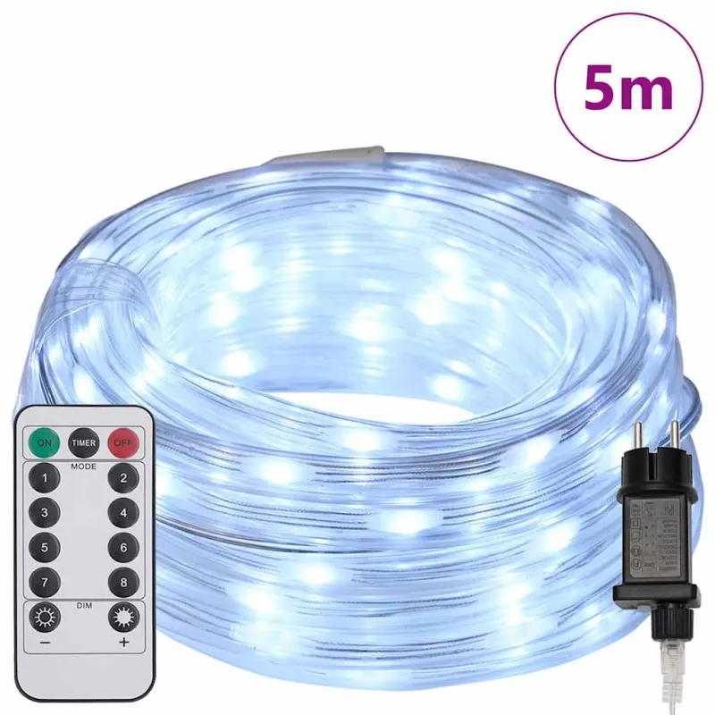 Virvės Šviesa su 120 LED Šalta balta 5 m PVC