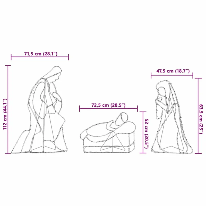 Apšviesta nativities scena Įvairiaspalvis 112 x 71,5 cm PVC