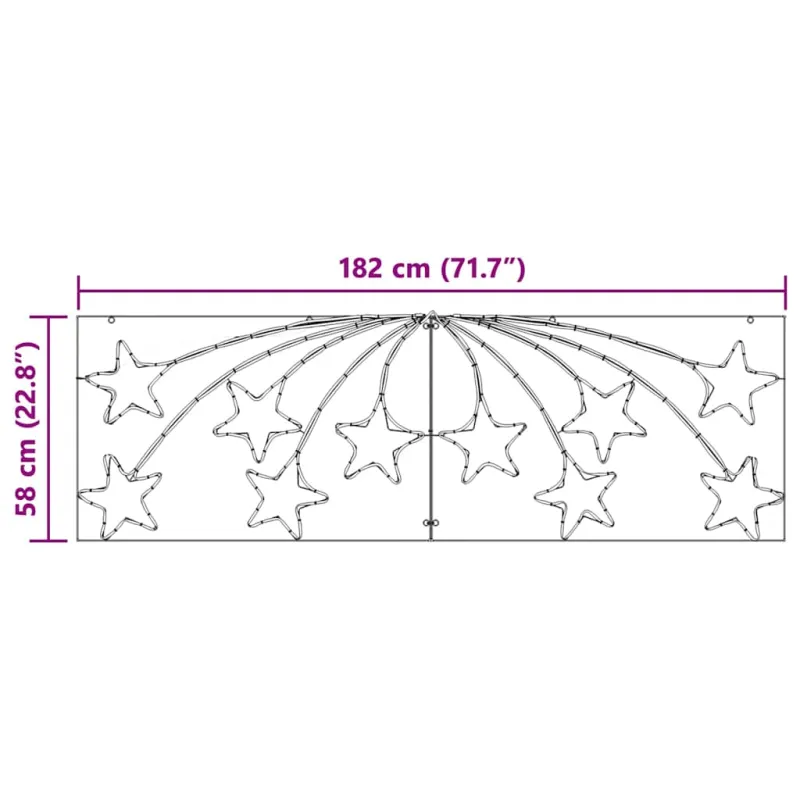 Kalėdų Žvaigždė su 432 LED Įvairiaspalvis 182 x 58 cm PVC