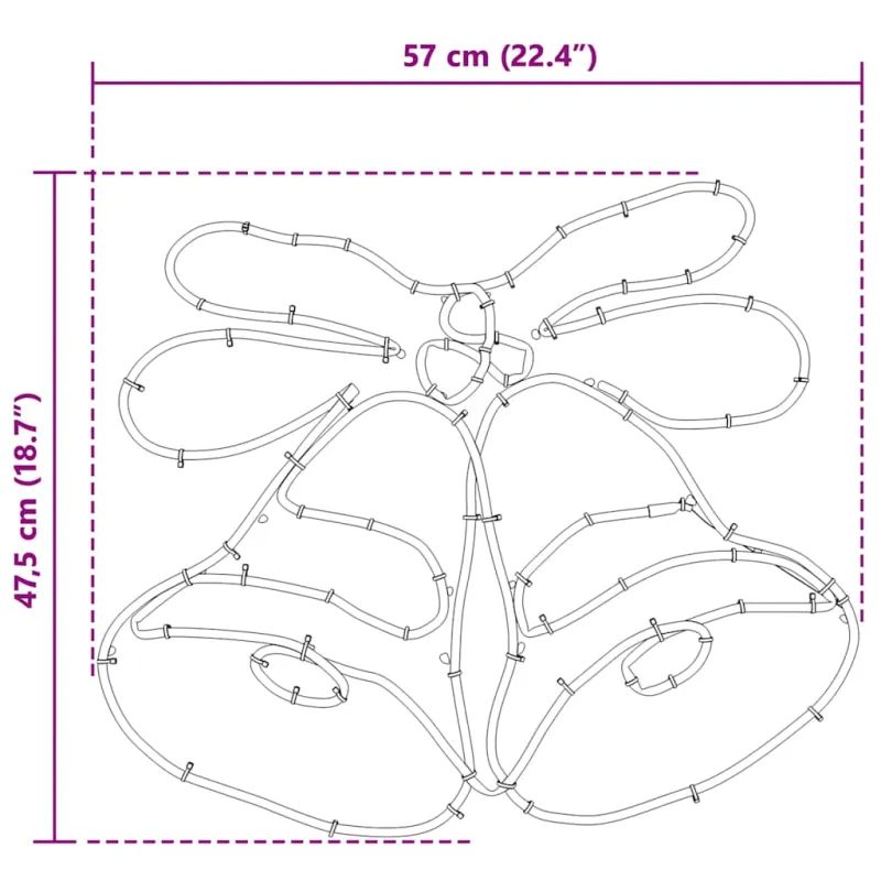 Kalėdų varpelis su 144 LED Įvairiaspalvis 57 x 47,5 cm PVC
