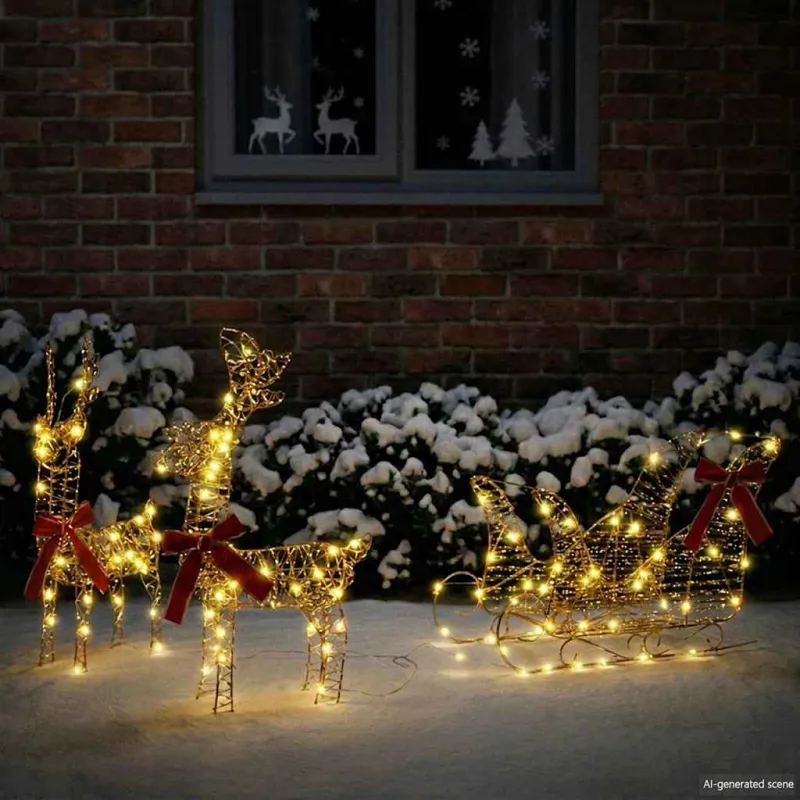 Elnių tempimo roges su 160 LED Šilta balta 30 x 12 x 55 cm PET