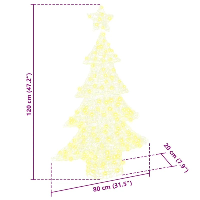 Kalėdų eglutė su 100 LED Šilta balta 120 cm Akrilas