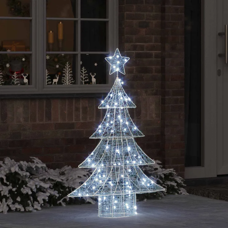 Kalėdų eglutė su 100 LED Šalta balta 120 cm Akrilas