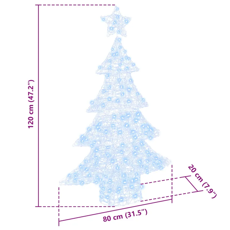 Kalėdų eglutė su 100 LED Šalta balta 120 cm Akrilas