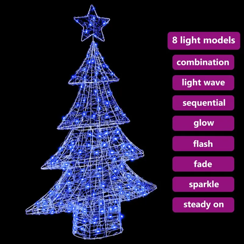 Kalėdų eglutė su 100 LED Mėlyna 120 cm Akrilas