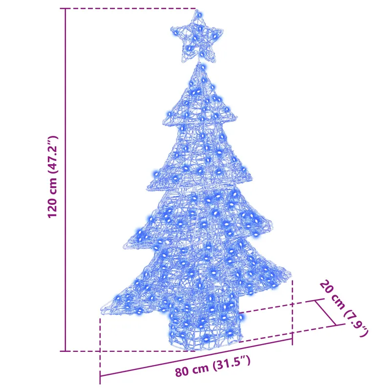 Kalėdų eglutė su 100 LED Mėlyna 120 cm Akrilas