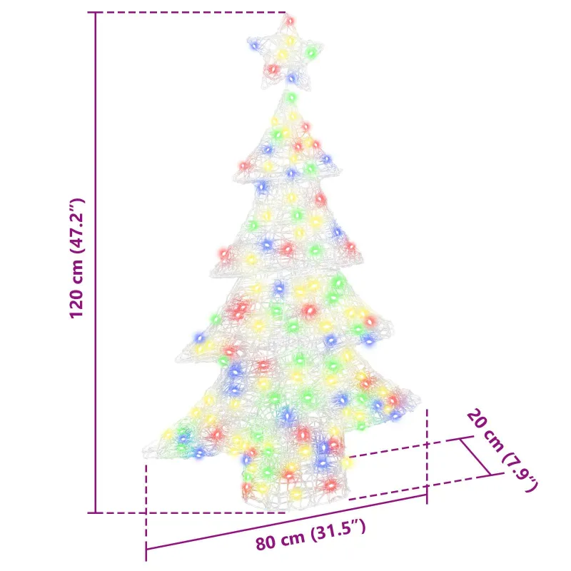 Kalėdų eglutė su 100 LED Įvairiaspalvis 120 cm Akrilas