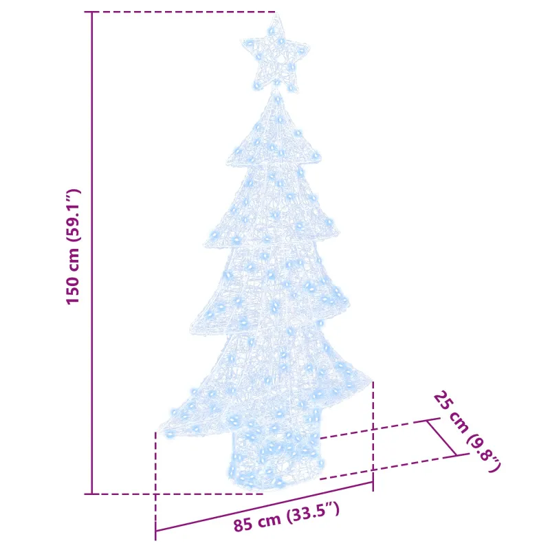 Kalėdų eglutė su 160 LED Šalta balta 150 cm Akrilas