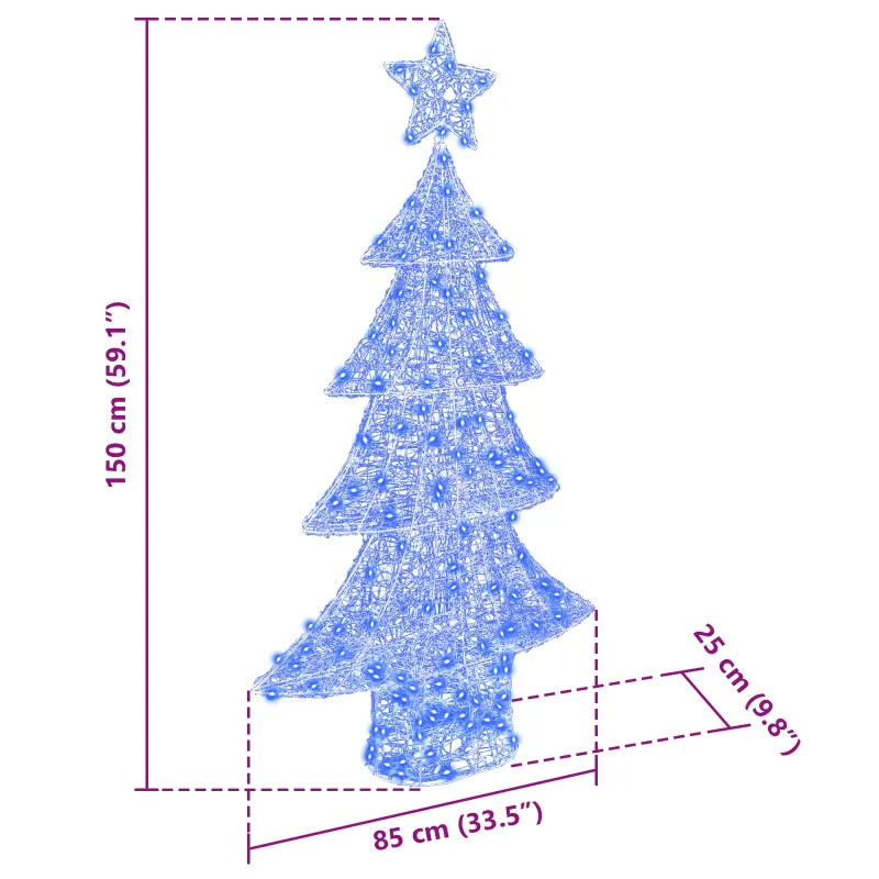 Kalėdų eglutė su 160 LED Mėlyna 150 cm Akrilas