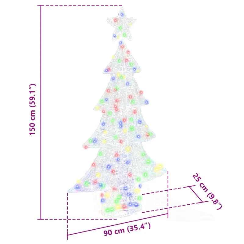 Kalėdų eglutė su 160 LED Įvairiaspalvis 150 cm Akrilas