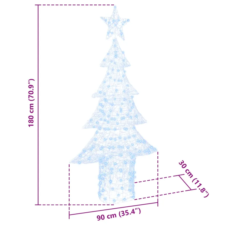 Kalėdų eglutė su 240 LED Šalta balta 180 cm Akrilas