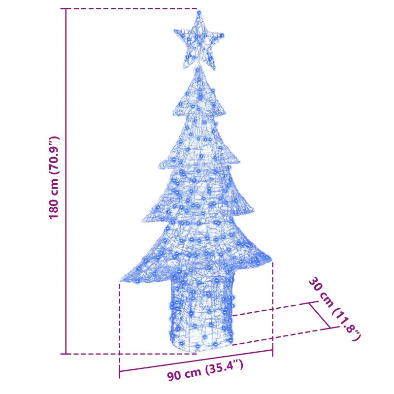 Kalėdų eglutė su 240 LED Mėlyna 180 cm Akrilas