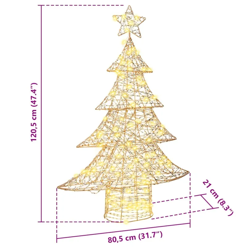 Kalėdų eglutė su 120 LED Šilta balta 120,5 cm PET