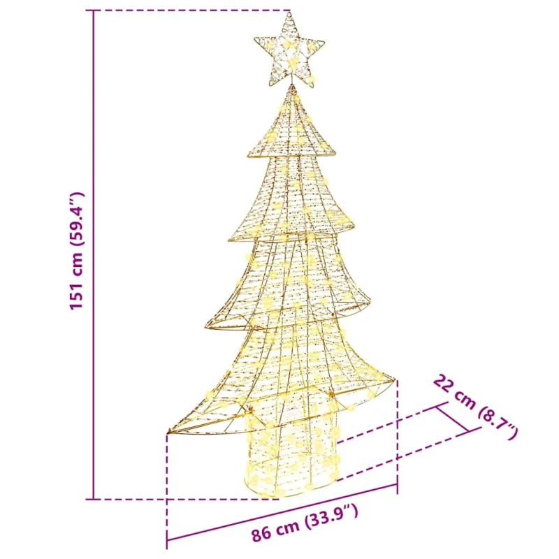Kalėdų eglutė su 160 LED Šilta balta 151 cm PET