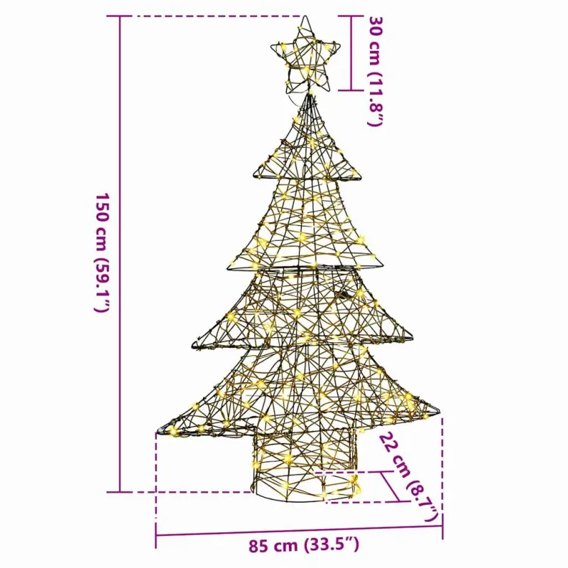 Kalėdų eglutė su 120 LED Šilta balta 150 cm Ratanas