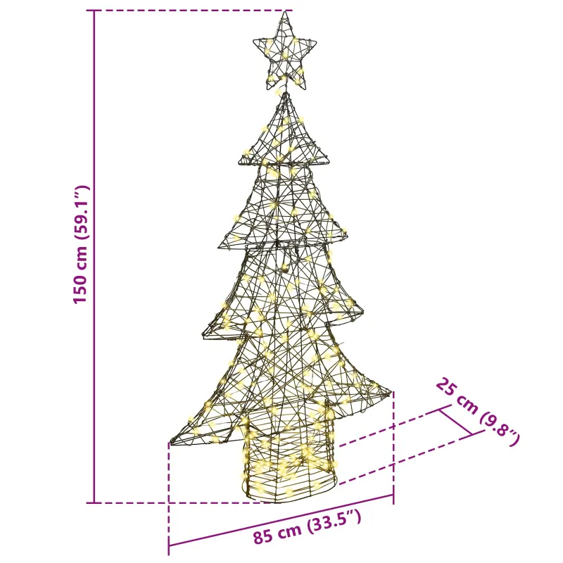 Kalėdų eglutė su 160 LED Šilta balta 150 cm Ratanas