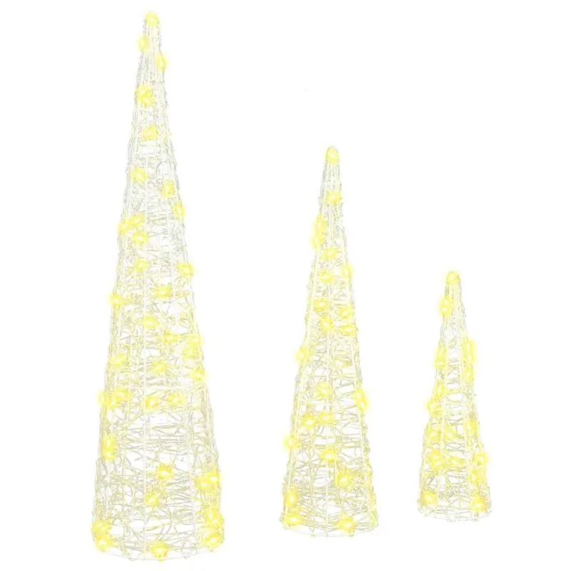 Kalėdų eglutė 3 pcs Šilta balta 20 x 20 x 80 cm Akrilas