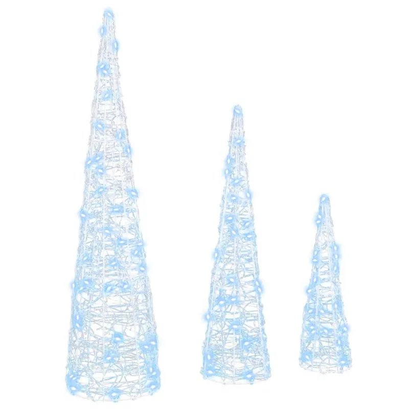 Kalėdų eglutė 3 pcs Šalta balta 20 x 20 x 80 cm Akrilas