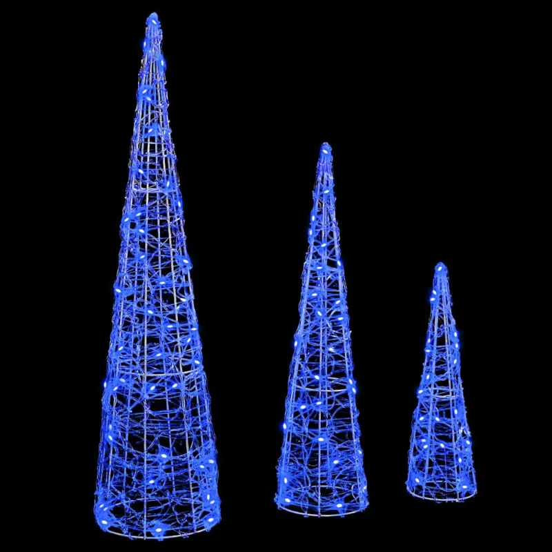 Kalėdų eglutė su 90 LED 3 pcs Mėlyna 20 x 20 x 80 cm Akrilas