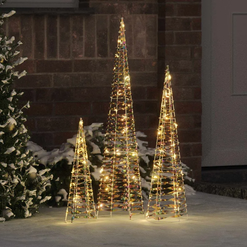 Kalėdų eglutė su 90 LED 3 pcs Šilta balta 20 x 20 x 80 cm PET