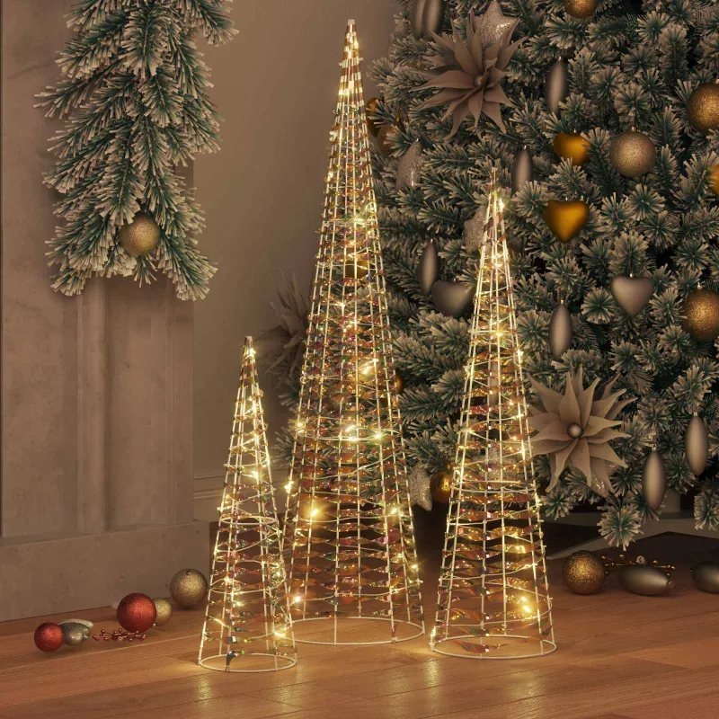 Kalėdų eglutė su 90 LED 3 pcs Šilta balta 20 x 20 x 80 cm PET