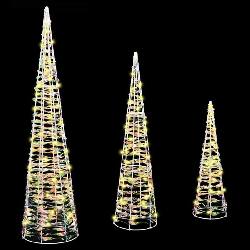 Kalėdų eglutė su 90 LED 3 pcs Šilta balta 20 x 20 x 80 cm PET