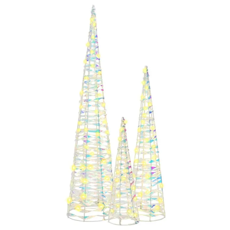 Kalėdų eglutė su 90 LED 3 pcs Šilta balta 20 x 20 x 80 cm PET
