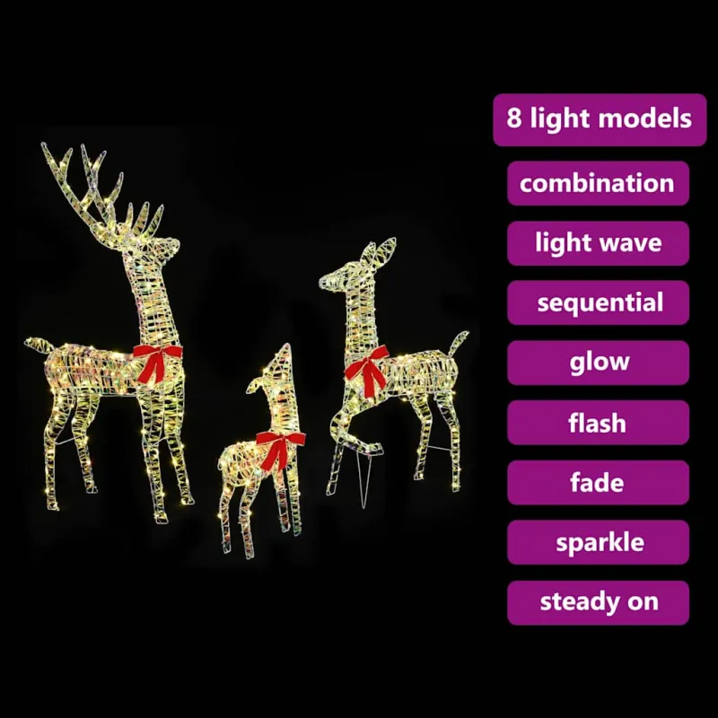 Elnių šeima su 300 LED 3 pcs Šilta balta 67 x 26 x 127 cm PET