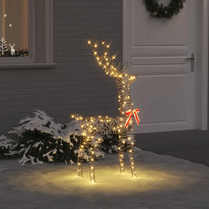 3D reindžeras su 140 LED Šilta balta 70 x 41 x 128 cm Ratanas