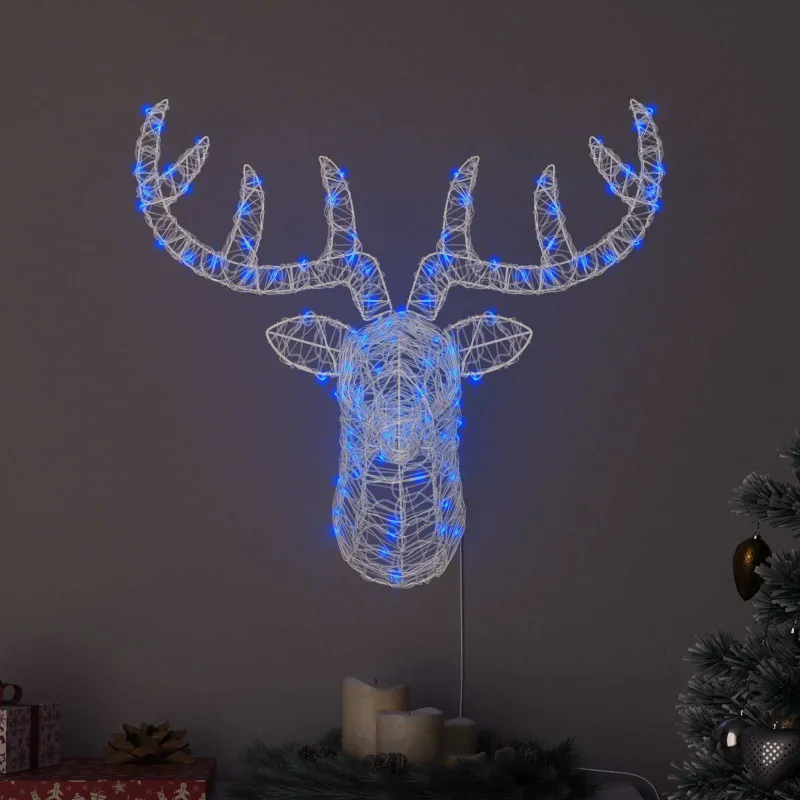 Elnių galva su 140 LED Mėlyna 68 x 36,5 x 62,5 cm Akrilas