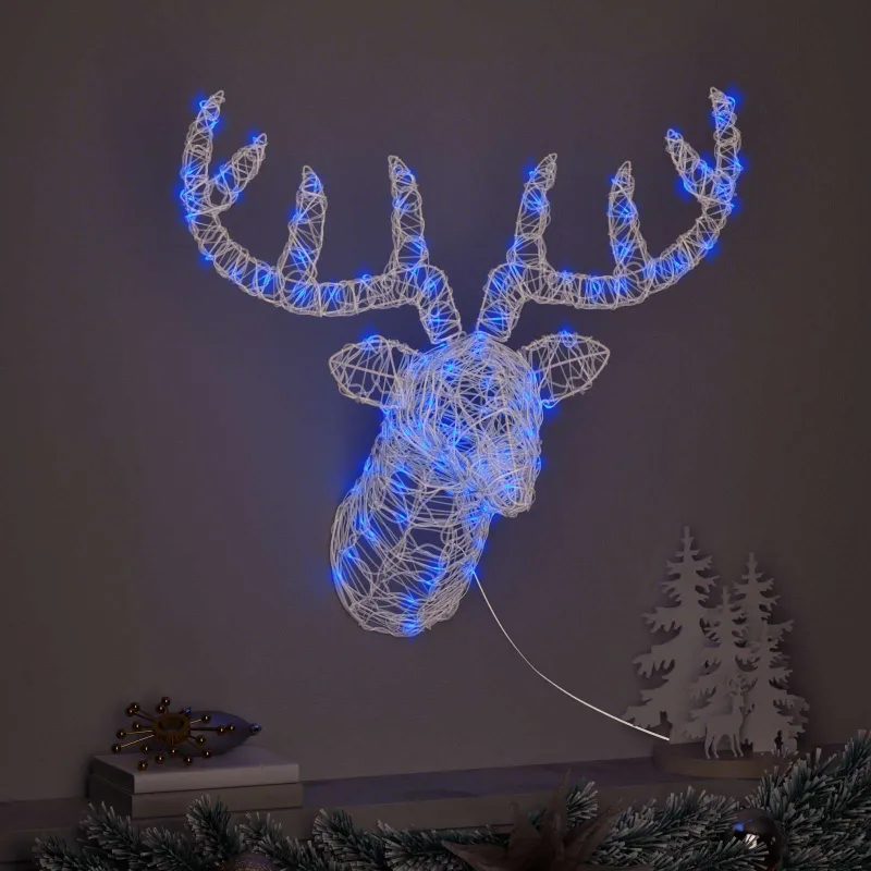 Elnių galva su 140 LED Mėlyna 68 x 36,5 x 62,5 cm Akrilas
