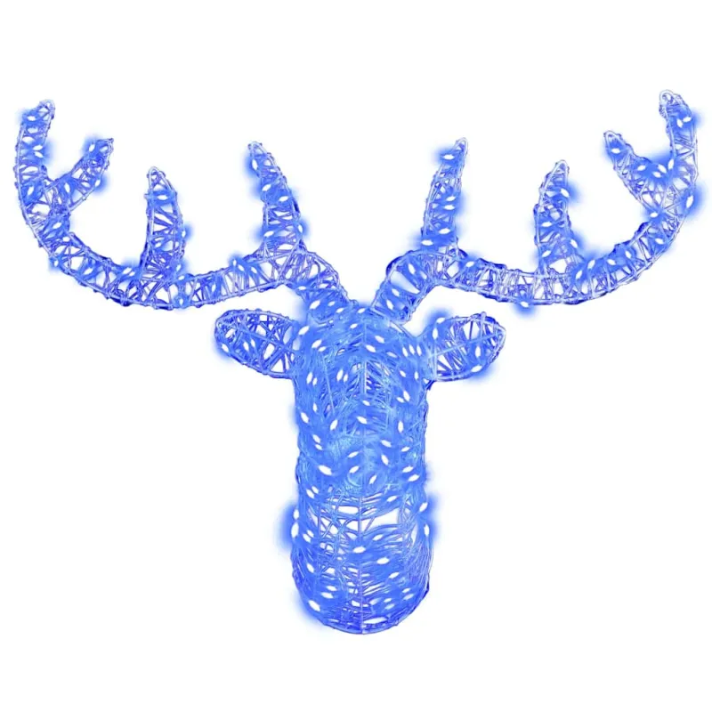 Elnių galva su 140 LED Mėlyna 68 x 36,5 x 62,5 cm Akrilas