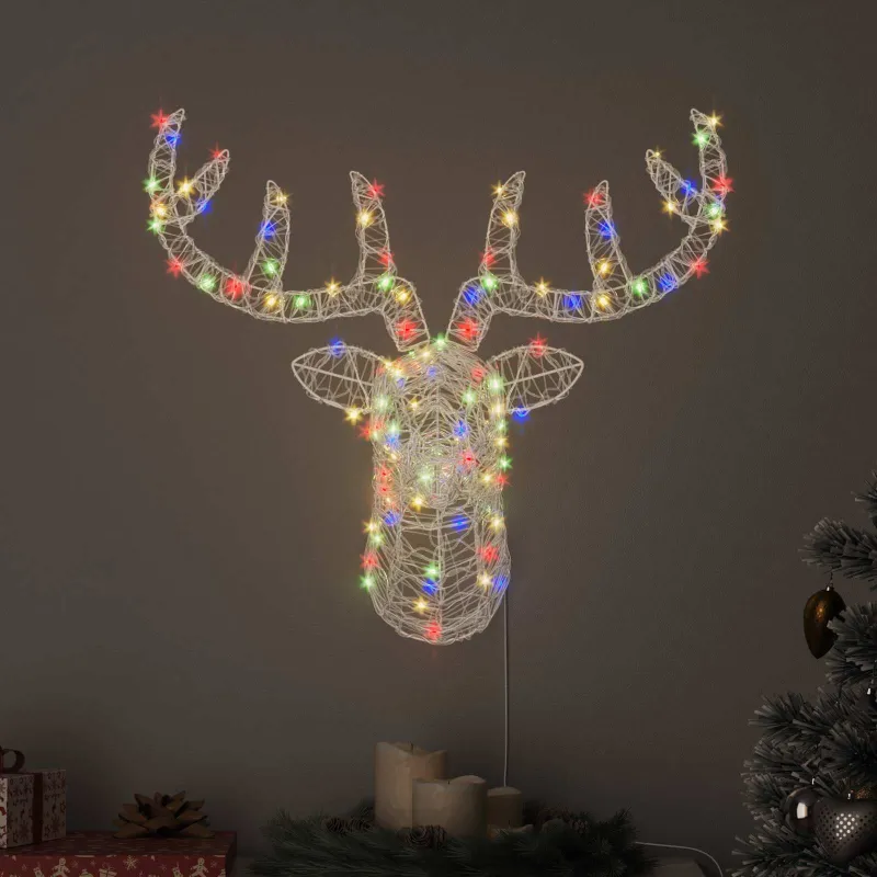 Elnių galva su 140 LED spalvingas 68 x 36,5 x 62,5 cm Akrilas
