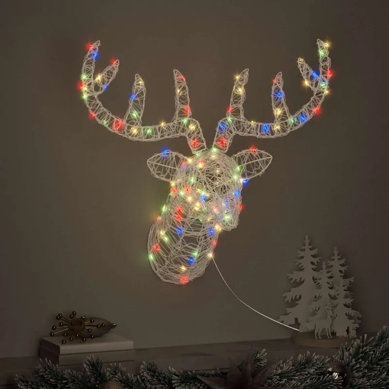 Elnių galva su 140 LED spalvingas 68 x 36,5 x 62,5 cm Akrilas