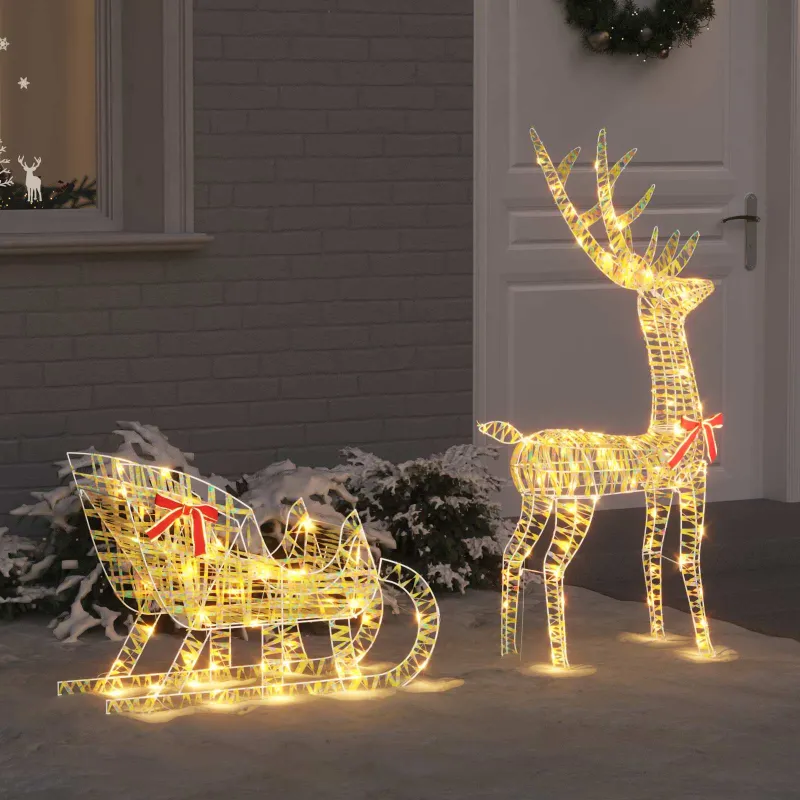 Elnių tempimo roges su 200 LED Šilta balta 70 x 26 x 129 cm PET