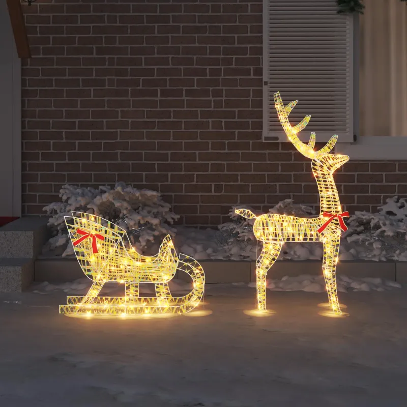 Elnių tempimo roges su 200 LED Šilta balta 70 x 26 x 129 cm PET