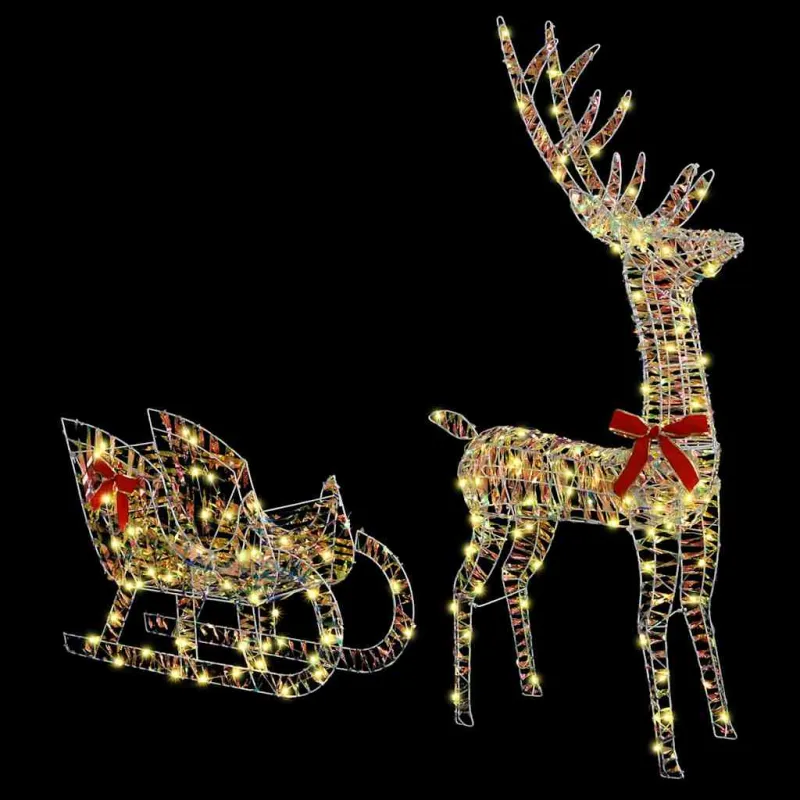 Elnių tempimo roges su 200 LED Šilta balta 70 x 26 x 129 cm PET