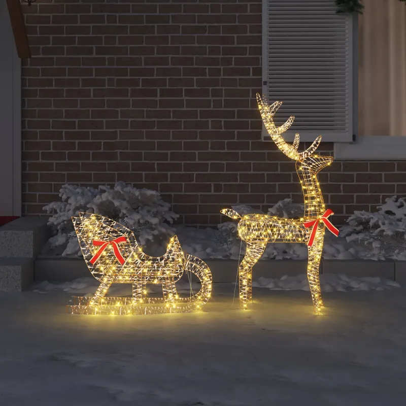 Elnių tempimo roges su 200 LED Šilta balta 70 x 26 x 129 cm PET