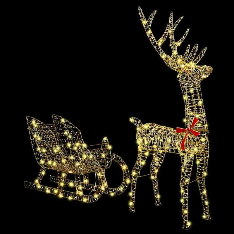 Elnių tempimo roges su 200 LED Šilta balta 70 x 26 x 129 cm PET