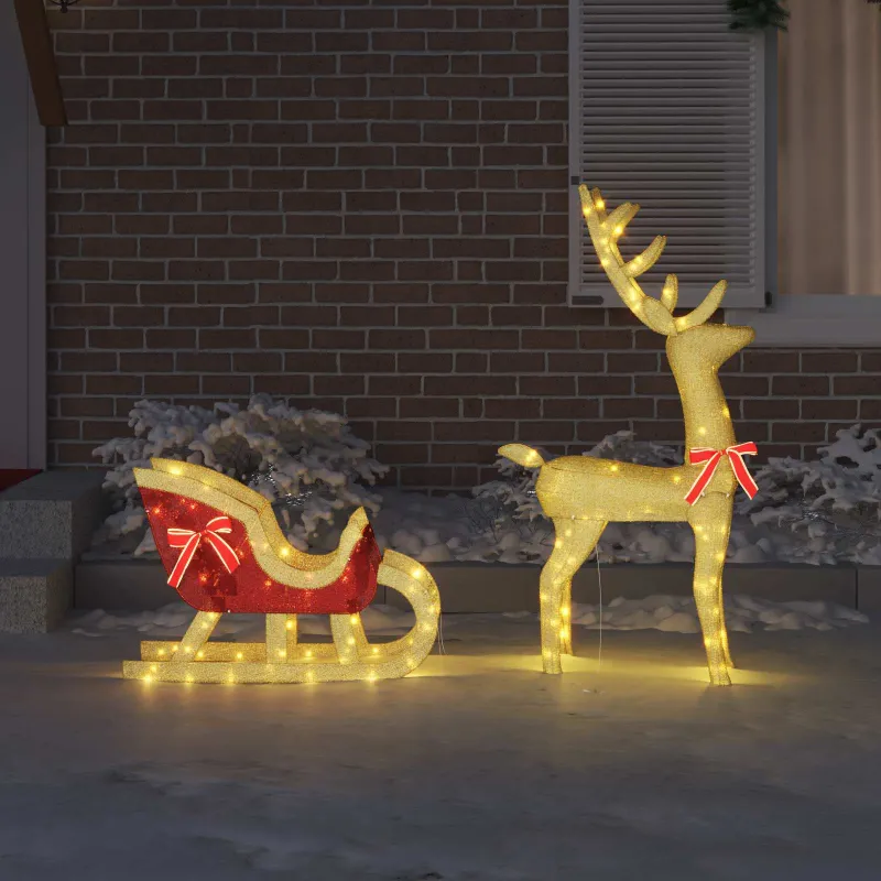 Elnių tempimo roges Šilta balta 151 x 28 x 128.5 cm audinys